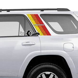 Paire 4Runner 2013 - 2023 Side Old School Topographic Map Topo SunSet TriColor Stripes Vinyl Stickers Stickers pour Toyota 4Runner TRD SupDec Design
