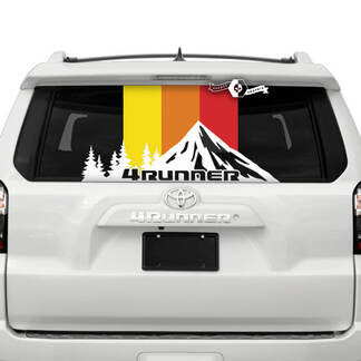 Paire 4Runner 2013 - 2023 fenêtre latérale hayon vieille école montagnes forêt coucher de soleil rayures tricolores autocollants en vinyle pour Toyota 4Runner TRD SupDec Design
