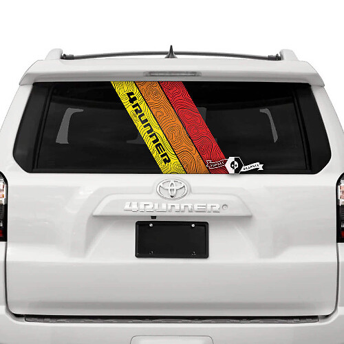 Autocollant Vinyle Vintage Rayures Topographiques pour Lunette Arrière Toyota 4Runner 2013-2023