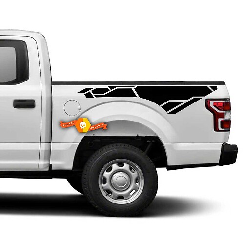 Paire de décalcomanies de lit à rayures latérales autocollant en vinyle graphique pour Musclecar truck truck
