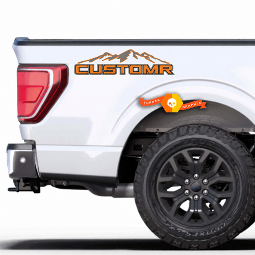 CUSTOMR Filled Mountain Lettering Pair Côté de benne Autocollant vinyle pour Ford F-150