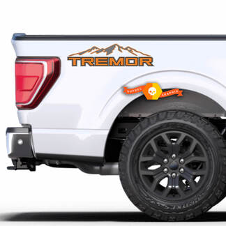 Paire de décalcomanies de lit de camion ombre de montagnes de tremblement pour Ford Super Duty F250 F150 autocollants en vinyle 2 couleurs
