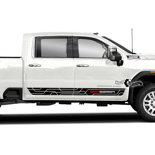 Kit d'autocollants vinyles bandes latérales de porte de marque pour GMC Sierra 2500HD