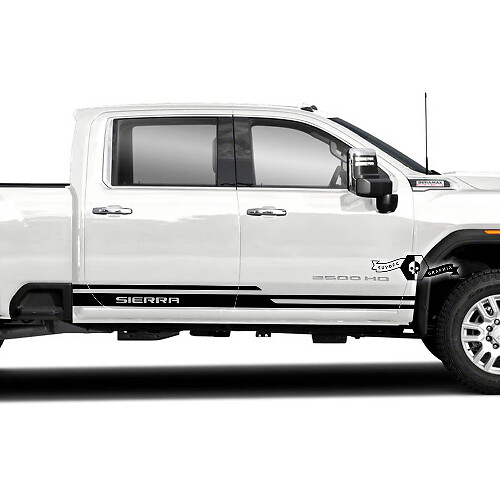 Kit d'autocollants en vinyle avec lettrage et bandes latérales pour GMC Sierra 2500HD