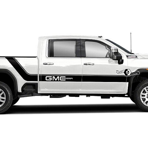 Kit de décalcomanies en vinyle pour bandes latérales courbées avec lettrage GMC pour GMC Sierra 2500HD