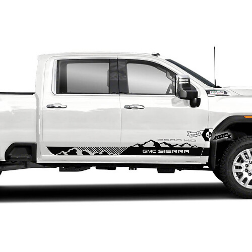 Kit d'autocollants vinyle bandes latérales style montagne pour GMC Sierra 2500HD 2022-23