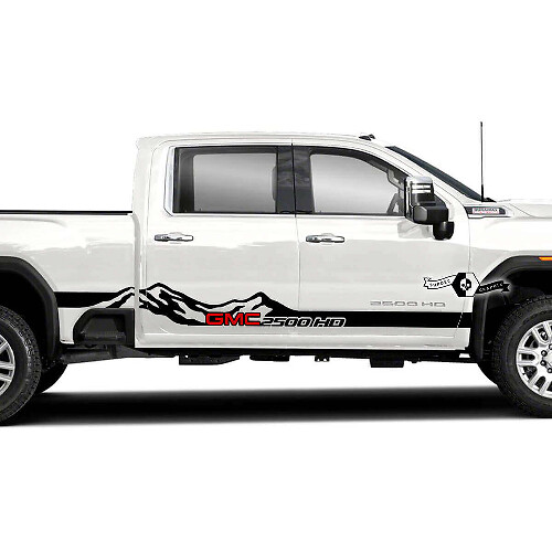 Autocollant en vinyle bandes latérales style montagnes pour GMC Sierra 2500HD 2022