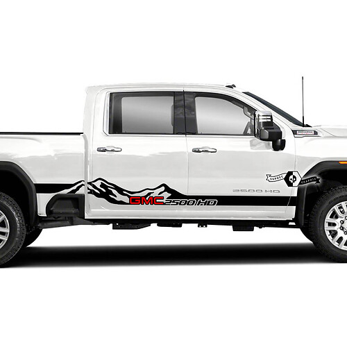 Paire GMC Sierra 2500HD 2022 LOGO LOGO PORTES MOUNTAINES VINYL STRIPES Sticker Sticker pour GMC Sierra Panel Graphics 2 Couleurs
