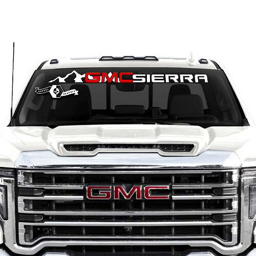 Autocollant en vinyle style montagne pour pare-brise GMC Sierra 2500HD