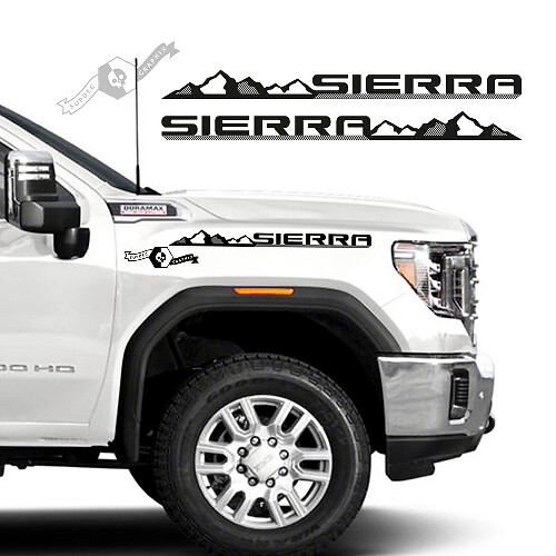 Autocollants vinyle bande latérale style montagne pour GMC Sierra 2500HD (paire)