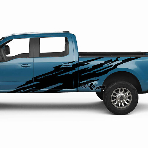 Paire Ford Super Duty 2023 Corps Portes Lit Boue Splash Stickers Côté Autocollants Graphiques Vinyle
