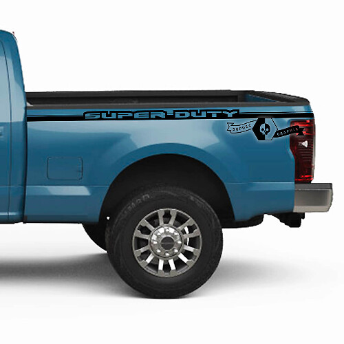 Paire Ford Super Duty 2023 Lines Logo Bed Fender Up Stickers Side Stripes Stickers Graphics Vinyl Stripes
