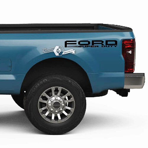 Paire Ford Super Duty 2023 Logo Lit Fender Stickers Côté Autocollants Graphiques Vinyle

