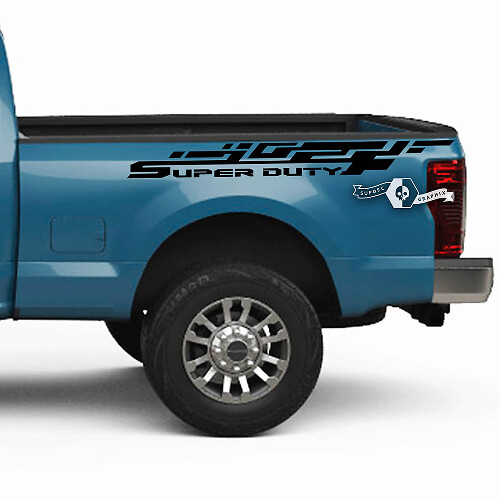 Paire Ford Super Duty 2023 Lit Fender Géométrie Logo Stickers Côté Autocollants Graphiques Vinyle
