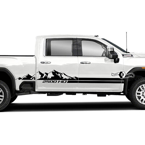 Kit d'autocollants vinyle bandes latérales style montagne pour GMC Sierra 2500HD