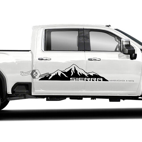 Paire de décalcomanies en vinyle pour porte côté montagne pour GMC Sierra 2500HD