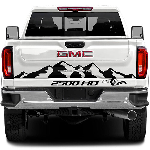 Autocollant en vinyle style montagne pour hayon 2500 HD pour GMC Sierra 2500HD 2022-2023