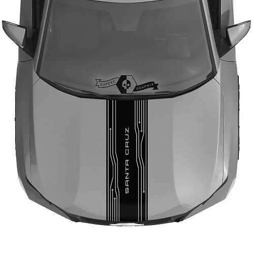 Autocollant Vinyle Bande Capot Style Techno Pour Hyundai Santa Cruz