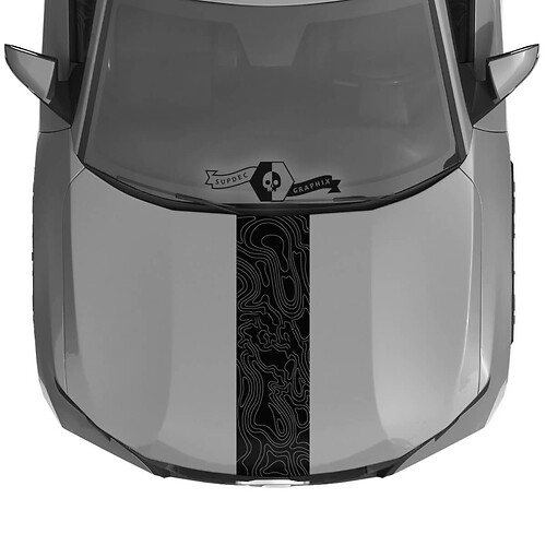 Capot carte topographique Topo lignes vinyle autocollants décalcomanie graphique adapté à Hyundai Santa Cruz
