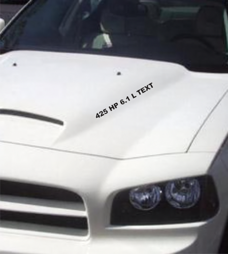 Autocollant vinyle personnalisé pour capot avec lettrage texte 425 CV 6,1 L pour Dodge Charger