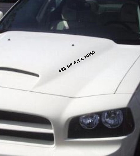 Décalcomanies en vinyle de lettrage pour capot 425HP 6.1L HEMI pour Dodge Charger Challenger Ram SRT8