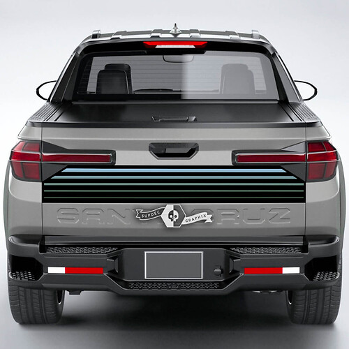 Rear Lines SunSet Bleu Vinyle Hayon Autocollant Graphique adapté à Hyundai Santa Cruz 2023
