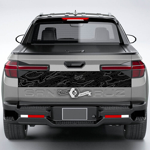 Autocollant de décalcomanie de hayon en vinyle, carte topographique de lignes arrière, graphique adapté à Hyundai Santa Cruz 2023
