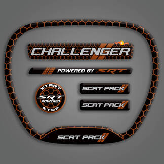 Ensemble de Challenger SRT Scat Pack Nid d'abeille Orange Volant TRIM RING emblème bombé décalcomanie Charger Dodge Scatpack
