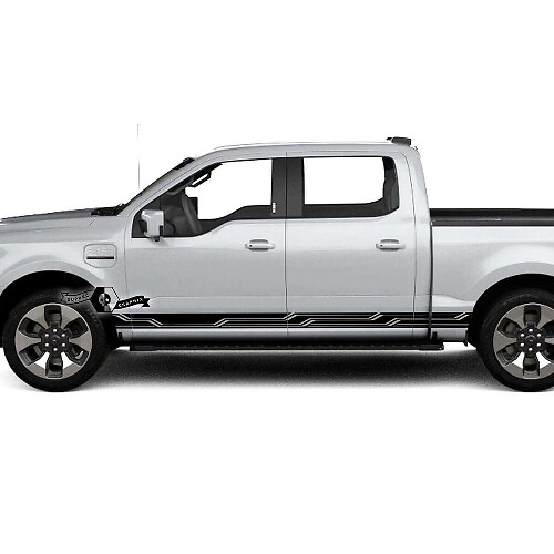 Paire Musclecar truck Lightning 2022 2023 Rocker Panel Geometry Stripes Body Doors Stickers Side Stickers Graphics Vinyl

