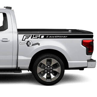 Paire Ford F-150 Lightning 2022 2023 Logo Fender Bed Lines Stripes Body Stickers Side Stickers Graphics Vinyl Supdec Design

