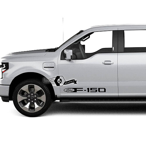 Paire Ford F-150 Lightning 2022 2023 Logo Fender Bed Lines Stripes Body Stickers Side Stickers Graphics Vinyl Supdec Design

