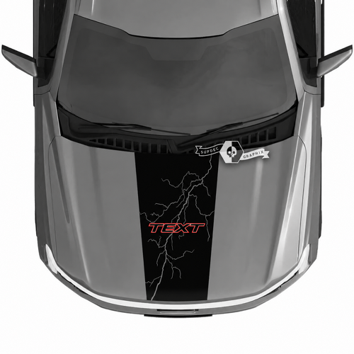 TEXT Red Outline Bolt Blackout Capot Autocollant vinyle pour Ford F-150 Lightning 2022-2023