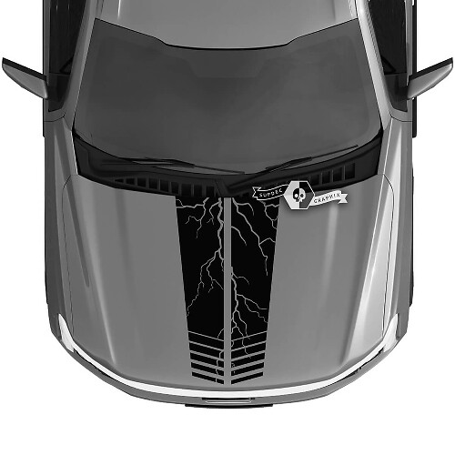 Capot Ford F-150 Lightning 2022 2023 Blackout Lightning Line Dual Decals Autocollants Graphiques Vinyle
