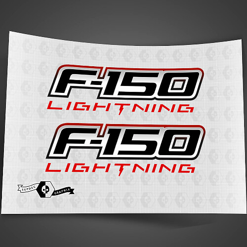 Paire Ford F-150 Lightning 2022 2023 Autocollants de logo de portes Stickers Graphiques Vinyle Supdec Design
