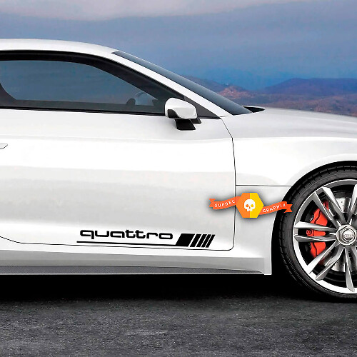 Paire Audi Quattro Decal Logo Portes Quattro Autocollants Décalcomanies

