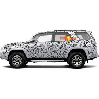 Corps complet Toyota Tacoma Carte topographique contour fond Carte Topo avec élévation Wrap Vinyl Decals autocollant graphique
