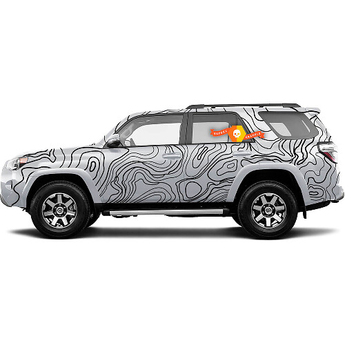 Kit complet d'autocollants en vinyle corps entier carte topographique pour Toyota 4Runner_1