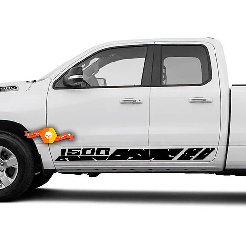 Autocollants vinyle <em>distressed</em> 1500 bandes latérales pour Dodge Ram 1500