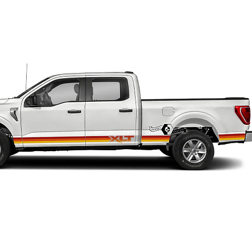 Paire Ford Ford F-150 Xlt 2023 Graphiques Bande latérale Autocollant Rétro 3 Couleurs
