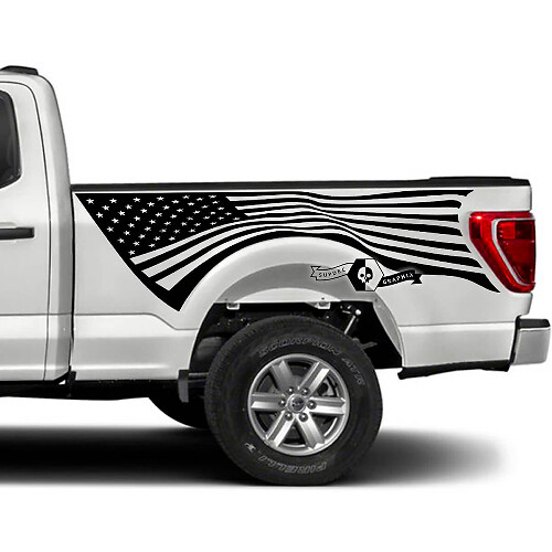 Paire Ford F-150 XLT 2023 Lit USA Flag Graphics Autocollant latéral
