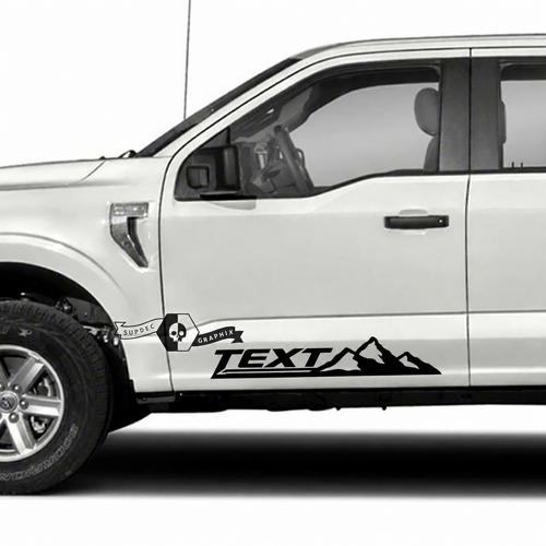 TEXT Three Peak Mountain Line Pair Porte Autocollant vinyle pour Ford F-150 2022-2023