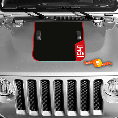 Autocollant en vinyle noir pour capot 1941 pour Jeep Wrangler Rubicon