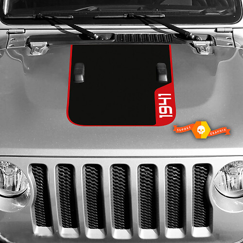 Autocollant vinyle capot 1941 2 pour Jeep Wrangler Rubicon 3 couleurs