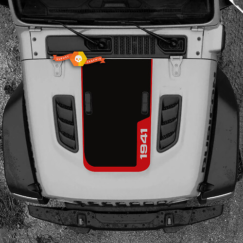 Autocollant Vinyle Capot 1941 Graphiques 2 pour Jeep Wrangler Rubicon 2 Couleurs
