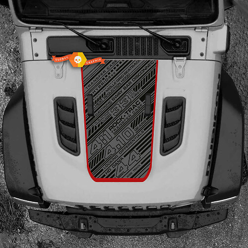 Capot Jeep RUBICON Wrangler Vinyl 2018 + Up Bannière Autocollant Graphique
