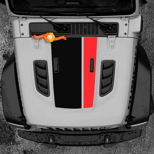 Autocollant vinyle à bandes jumelles pour capot Jeep Wrangler Rubicon