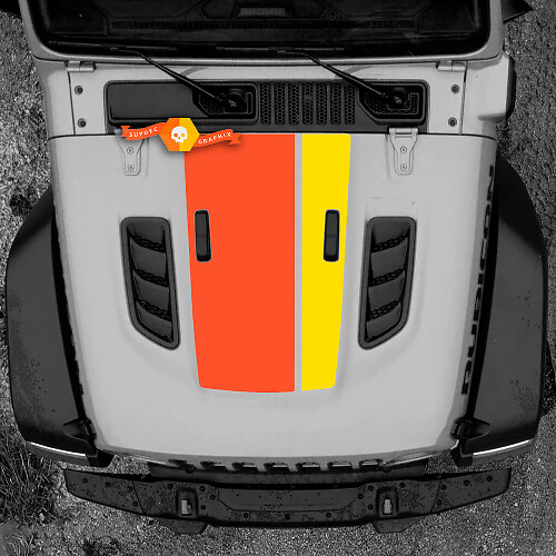 Autocollant Vinyle Capot Bandes Doubles de Largeurs Différentes pour Jeep Wrangler
