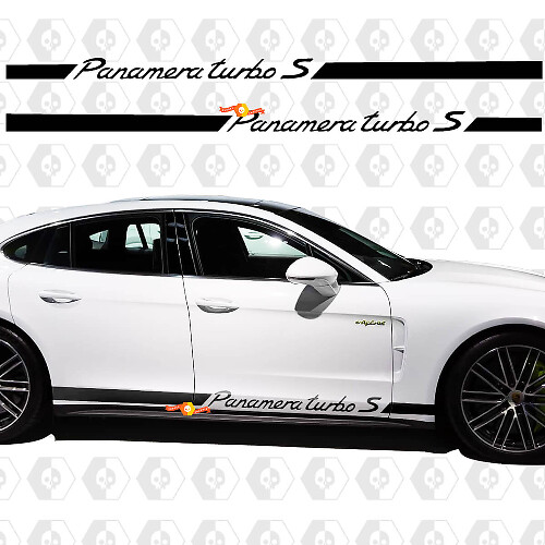 Autocollant de décalcomanie de bandes latérales de course de panneau de bascule hybride Porsche Panamera 4 E
