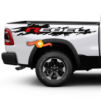 2X Dodge Ram Rebel Splash Grunge Logo camion vinyle autocollant lit graphique 2 couleurs
