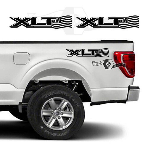 Paire d'autocollants en vinyle avec drapeau USA pour flanc de benne de camion muscle XLT